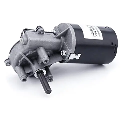 Fielect DC 24V 30RPM Reversible Worm Geared Motor High Torque Electric Gear Motor Turbine Worm Gear Box Reduction Motor, Left Shaft GW6280