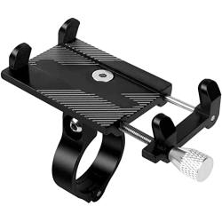 Kingsea Aluminium Bike Phone Mount Holder Motorcycle Phone Mount for Handlebar Accessories Compatible with iPhone 12 12 Pro Max 11, Galaxy and Other 4.7-6.8 Inches Cellphones - Black