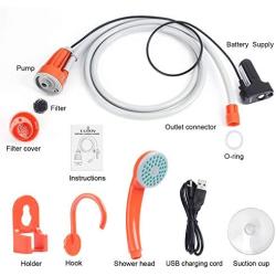 FLYFISH Portable Outdoor Camping Shower,Bidet Handheld Water Sprayer,Two 2200mAh Rechargeable Batteries,Water Pump for Camping, Hiking,Outdoor Travel