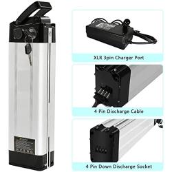 Jieoto 36V/48V 10Ah/12.5Ah Ebike Battery, Silver Fish Lithium-ion Pedelec Battery with Charge for 250W/350W/500W/600W Electric Bike Bicycles Folding Bike Mountain Bike Motor