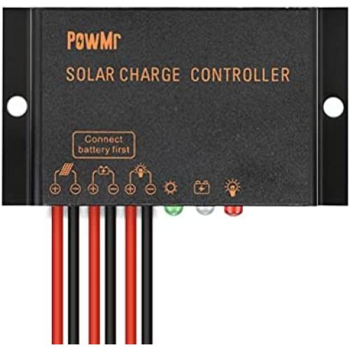 PowMr Solar Charge Controller Waterproof - 10A Charge Controller 12V 24V Auto Load on 24Hours IP68 Waterproof Solar Controller for Lead-Acid Battery (CMP-03 10A)