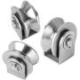 ZIQI 2 Inch Pulley Block V Type 304 Stainless Steel Pulley Roller, Duplex Bearing Super Silent Heavy Duty V Grooved Wheel Loading 660lb/300 Kg for Material Handling and Moving - 2 Pack