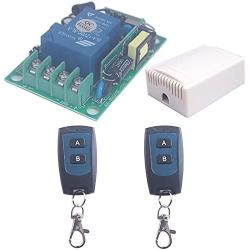 AC 110V 220V 85V-250V 30A Wireless Control Switch 433Mhz Remote Relay Switch, 30A 1 Channel 433Mhz Transmitter and Receiver for High Power Air Condition Pump Light Fan (2X Control 433M)