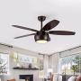 MQ 48 Ceiling Fan with Light Remote Control, LED Ceiling Fan Light with 5 Wood Fan Blades, Noiseless Reversible Motor for Farmhouse/Patios/Porch/Bedroom/Living room/Study/Kitchen