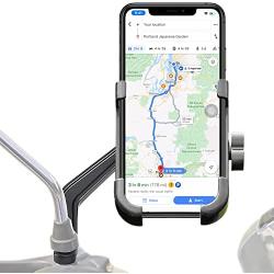 Homeet Motorcycle Phone Mount, Metal Motorcycle Phone Holder Motorbike Rearview Mirror Smartphone Holder Mount Universal 【Φ10mm】- 360° Rotation Adjustable - Aluminum Alloy