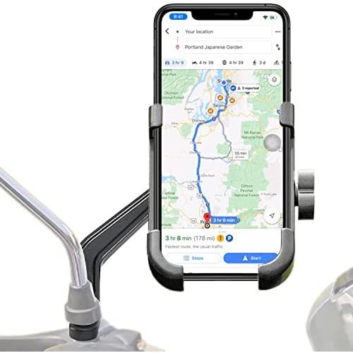 Homeet Motorcycle Phone Mount, Metal Motorcycle Phone Holder Motorbike Rearview Mirror Smartphone Holder Mount Universal 【Φ10mm】- 360° Rotation Adjustable - Aluminum Alloy