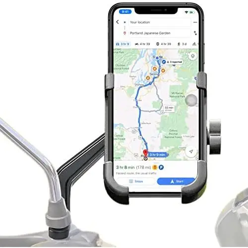 Homeet Motorcycle Phone Mount, Metal Motorcycle Phone Holder Motorbike Rearview Mirror Smartphone Holder Mount Universal 【Φ10mm】- 360° Rotation Adjustable - Aluminum Alloy