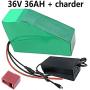 Jieoto Electric Bicycle Lithium Battery 36V 36AH E-Bike Battery Lithium Pack Rechargeable Bike Battery with Charger and BMS, for Electric Bicycle 200W ~ 800W Motor