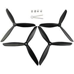 Upgraded Propellers Three Blades Main Blade Propeller Motor Covers for MJX B2 B3 Bugs Drone Replacement CCW CW RC Quadcopter Spare Parts Set (Black)
