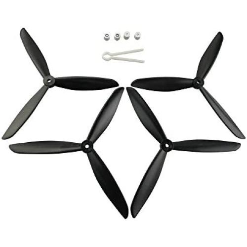 Upgraded Propellers Three Blades Main Blade Propeller Motor Covers for MJX B2 B3 Bugs Drone Replacement CCW CW RC Quadcopter Spare Parts Set (Black)