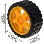 YXQ DC 3V-6V Uniaxial TT Gear Motor with 65mm Dia Robot Wheel for Robot Smart Car, 4-Set