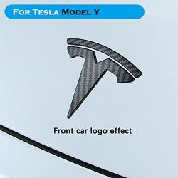 YHCDSEA Model Y Steering Wheel/Front Trunk/Rear Trunk Logo Sticker Cover Emblem Badge Decals 3PCS/Set for Tesla Model Y Accessories (Matt Carbon Fiber Pattern)