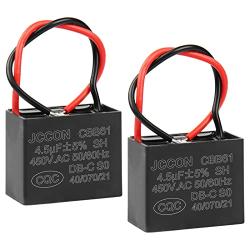BEEYUIHF CBB61 Fan Capacitor 4.5UF 450V AC 50/60Hz 2 Wire for Fan/Ceiling Fan Motor Start Run Capacitance(Pack of 2Pcs)