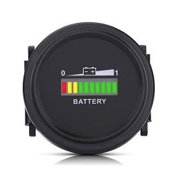 Battery Indicator LED Digital Battery Meter Indicator 12V 24V 36V 48V 72V Round Meter Gauge Charge Status Monitor Controller Tester for Carts Boat Marine Tractor Motorcycle Truck Car