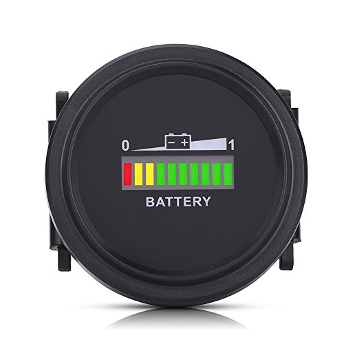 Battery Indicator LED Digital Battery Meter Indicator 12V 24V 36V 48V 72V Round Meter Gauge Charge Status Monitor Controller Tester for Carts Boat Marine Tractor Motorcycle Truck Car