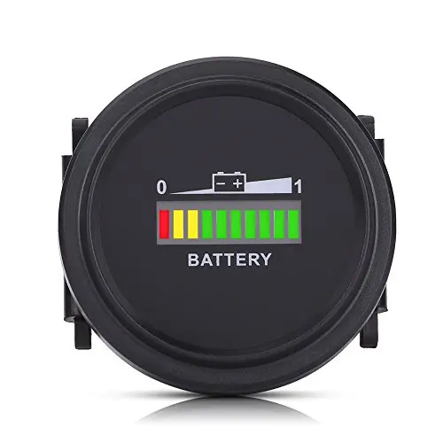 Battery Indicator LED Digital Battery Meter Indicator 12V 24V 36V 48V 72V Round Meter Gauge Charge Status Monitor Controller Tester for Carts Boat Marine Tractor Motorcycle Truck Car
