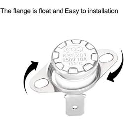 uxcell KSD301 Thermostat 155°C/311°F 10A Normally Closed N.C Adjust Snap Disc Temperature Switch for Microwave,Oven,Coffee Maker 5pcs