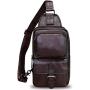 Genuine Leather Sling Bag Crossbody Motorcycle Bag Handmade Hiking Chest Daypack Retro Shoulder Backpack (Coffee)