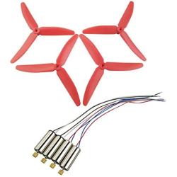 Upgraded Propellers Three Blades Main Blade Propeller Motors with Metal Gears for Hubsan H502E H502S Drone Replacement CCW CW RC Quadcopter Spare Parts Set (Red)