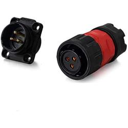 Aviation Connector M20 Plastic Female Plug + Square Male Socket Φ20mm Outdoor Waterproof IP67 Connectors with Cap Panel Mount 3 Pin Gold Plated for Industrial Device Power