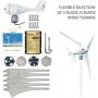 Marsrock 600w Lightning Series 12v 24v AC Small Wind Turbine Generator MPPT Controller Can Flexibly Assemble A Three-blade Or Five-blade Windmill With LED Indicator For Wind Solar Hybrid System 2m/s Low Start Speed Powerful Efficiency (35S4-600H-24D)