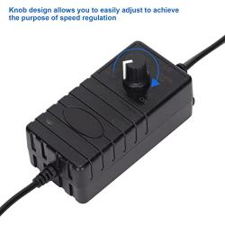 Zunate Universal Power Adapter, 24W 2A 3‑12V Adjustable Voltage Speed Regulation Switching Replacement Power Supply for LCD, LED Light Bar, Motor(Black)