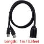 Duttek USB Panel Flush Mount Cable, Dual USB 3.0 Male to Female Extension Cable, USB Mount, Dash Mount, Flush Mount, Panel Mount Cable, for Car, Boat, Motorcycle 1M/3.3FT