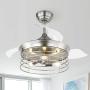 36 Industrial Retractable Ceiling Fan, ceiling fan with retractable blades, remote control, 3 speed, silent motor, Bushed Nickel (Bulb Not Included)