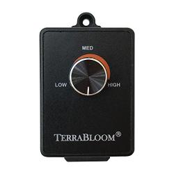 TerraBloom Fan Speed Controller For Booster Inline Exhaust and Duct Fans. Blower Airflow and Motor Speed Adjuster. Rated For Up To 350W. Continuous Dial Rheostat Control