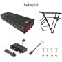 48V 20Ah Rear Mount E-Bike Lithium Ion Battery, Multiple Intelligent Security Protection, Bike Conversion Kit for 250-1000W Motors