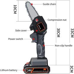 Mini Chainsaw,4 Inch Cordless Electric Portable Battery Chain Saw with 2Pcs Batteries & Chain Brushless Motor, 24V Electric Hand Chainsaw 0.7kg Lightweight for Cutting Wood Quality assurance