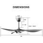 reiga 52-in Silver Ceiling Fan with Dimmable LED Light Kit Remote Control Modern Blades Reversible DC Motor, 6-speed, Timer