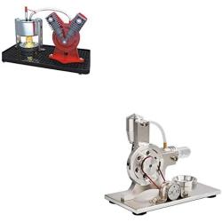 Sunnytech Mini Hot Live Steam Engine Hot Air Stirling Engine Electricity Generator Colorful LED V-Type-SC005