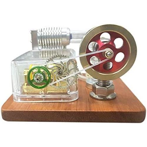 Teerwere Stirling Engine Motor DIY Metal Single Cylinder Stirling Engine Model Power Generator Micro External Combustion Engine Stem Model (Color : Silver, Size : One Size)