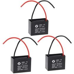 uxcell Ceiling Fan Capacitor CBB61 7uF 450V AC 2 Wires Metallized Polypropylene Film Capacitor 43x32x23mm for Electric Fan Pump Motor Generator 3Pcs