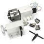 Rotational 4th Axis A axis Rotary table Fourth axis 3 Jaw Chuck Gapless harmonic reducer gearbox stepper motor K11-100mm dividing head with 65mm Tailstock for CNC Router Engraving Milling Machine