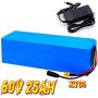 Wnicek 60V 20AH E-Bike Battery 60V 25000mAh Lithium-ion Battery Pack with Charger Fit for 1500W 1200W 1000W 750W 500W 350W 250W E-Bike Motorcycles Tricycles Motor