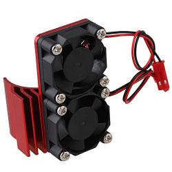 Mxfans N10108 Red Aluminum Alloy Plastic Motor heatsink with 2 Fans for RC 1:10 Car 540 550 Motor Heat Sink