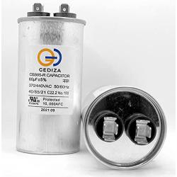 GEDIZA 60 uF 60 MFD ±5% 370/440V Dual Run Round Capacitor for HEVAC, A/C for Condenser Straight Cool or AC Motor and Fan Starting or Heat Pump A/C, Pool Pumps. Model CBB65. Guaranteed to Last 5 Years