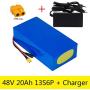 Wnicek 48V E-Bike Battery 13S6P 20Ah Lithium-ion Electric Bicycles Battery Pack for 1200W 1000W 750W 500W 350W 250W Motor(with BMS and 2A Charger)