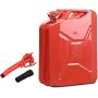 BUSHLY 5 Gallon 20 Liter Jerry Fuel Can, Portable Steel Gasoline Container with Flexible Spout & Vent, Durable Tank for Cars, Trucks, Motorcycle, Cross-country, Travel Green, Red