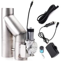 RJSPHH Stainless steel 3 inch Electric Exhaust Cutout Motor E-cut Valve Kit Dual Flaps Type , Y Pipe 1 pcs with One Controller Remote Kit