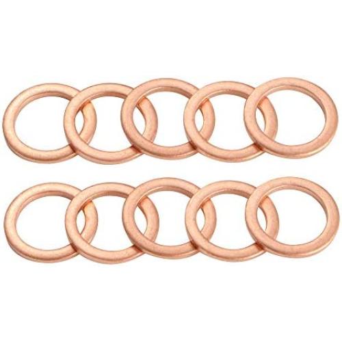M12 Copper Oil Drain Plug Crush Washer Gasket Fits for BMW, M12 x 17 x 1.5, 10 Pack