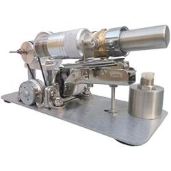 Teerwere Stirling Engine Motor DIY Metal Single Cylinder Stirling Engine Model Power Generator Micro External Combustion Engine Stem Model (Color : Silver, Size : One Size)