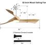 Sofucor Ceiling Fan 52 Inch Wood Ceiling Fan with Lights Remote Control Dimmable Light Reversible DC Motor Modern Ceiling Fan for Kitchen Bedroom Basement Dining Living Room Light Wood