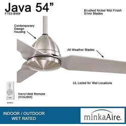 Minka-Aire F753-BNW, Java Brushed Nickel Wet 54