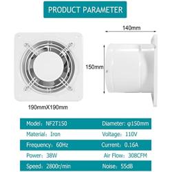 HG POWER 6 Inch Exhaust Fan, 308CFM Through Wall Fan Bathroom Extractor Ventilation Fan Blower Ceiling and Wall Mount for Attic Garage Kitchen Bathroom Windows Fan