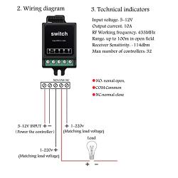ZHOFONET 12V Remote Control Switch,10A Mini Wireless Relay Switch,Dry Contact Relay 328ft Long Range Switch for Lights,Garage Door and Security Field