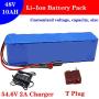 Jieoto 48V 10AH E-Bike Lithium-Ion Battery 10000mAh Electric Bicycle Lithium Battery Pack with 20A BMS and 54.6V 2A Charger Fits for 200W 250W 350W 500W Bike Motors