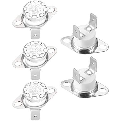 uxcell KSD301 Thermostat 160°C/320°F 10A Normally Closed N.C Adjust Snap Disc Temperature Switch for Microwave,Oven,Coffee Maker 5pcs